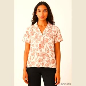 Joie Pink Toprical Floral Blouse Hawaiian Vacation Women's Size M ✨ 2 /$15 ✨
